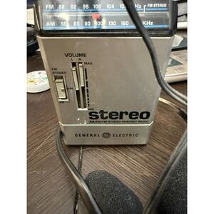 Vintage General Electric Stereo AM/FM Headset Radio Personal Portable